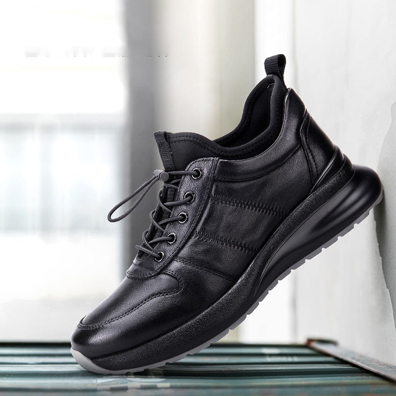 Men's Black Leather Fitness Shoes