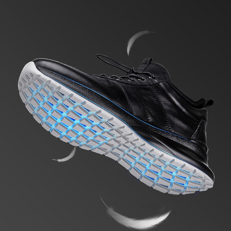 Men's Black Leather Fitness Shoes