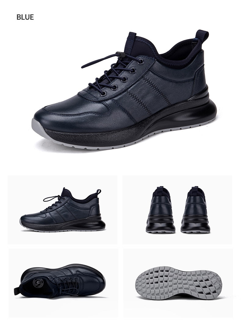 Men's Black Leather Fitness Shoes
