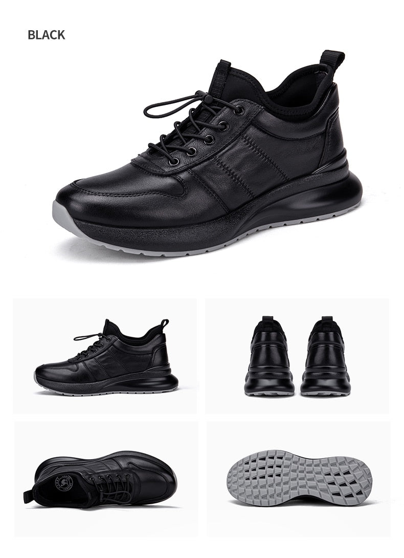 Men's Black Leather Fitness Shoes