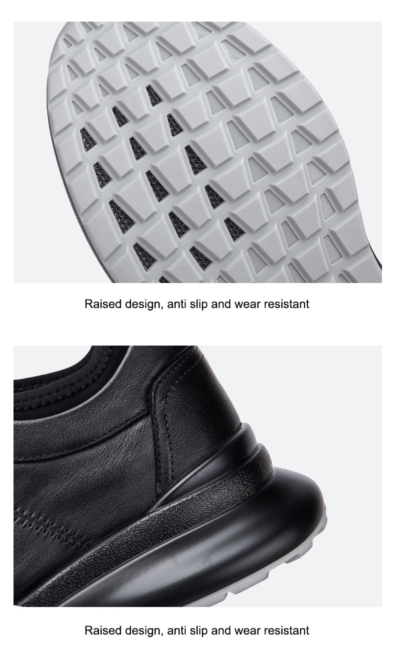 Men's Black Leather Fitness Shoes