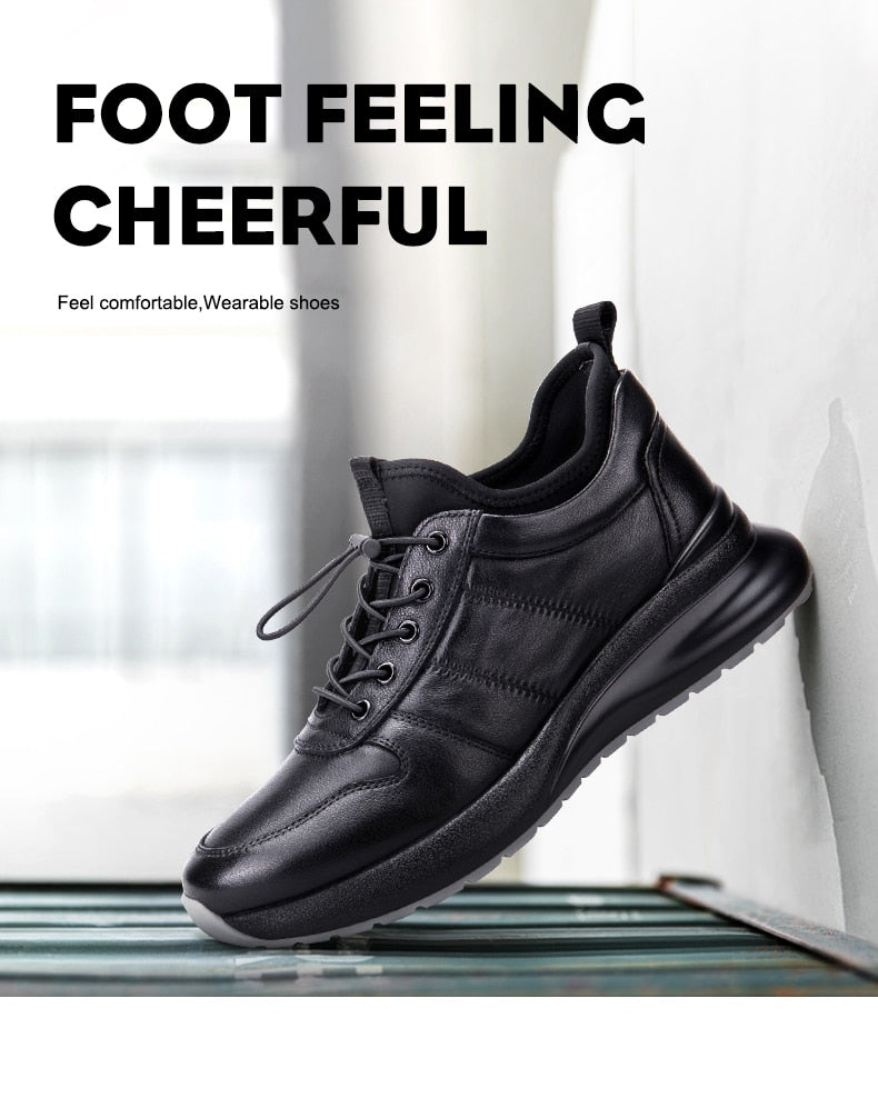 Men's Black Leather Fitness Shoes