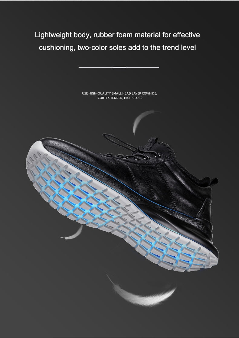 Men's Black Leather Fitness Shoes