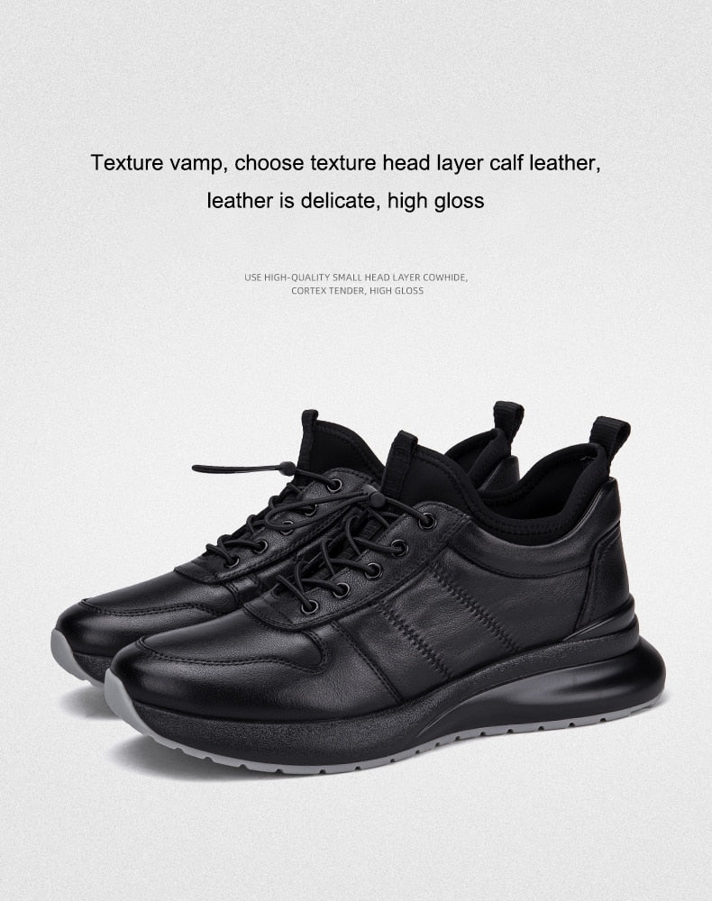 Men's Black Leather Fitness Shoes