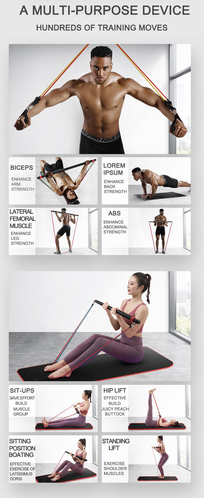 Fitness Resistance Pull Bar Set